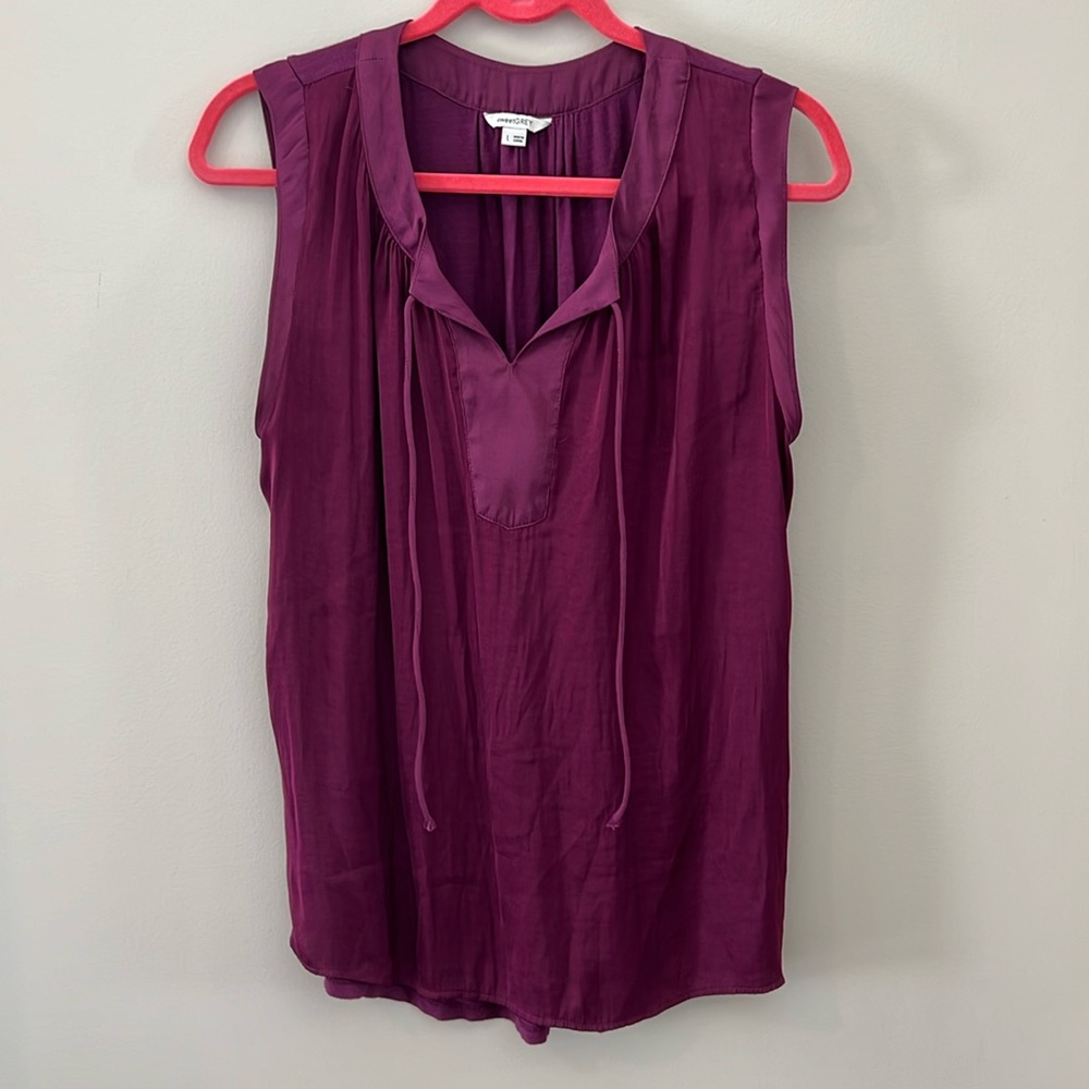sweetGREY‎ Women's Plum Purple Sleeveless Blouse Top Tie Neck Size L